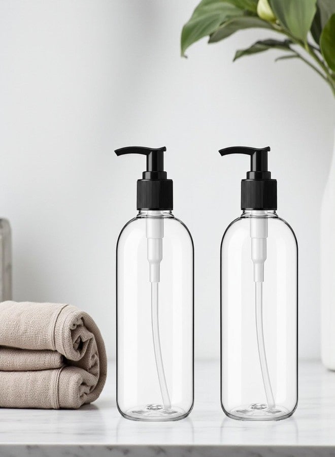 Thinqkart Select Empty Plastic Pump Bottles Dispenser 300ml Portable Clear BPA-Free Cylinder Shampoo Lotion Durable Refillable Containers for Massage Oil, Liquid Soap (Pack of 2 Bottles) - Image 1